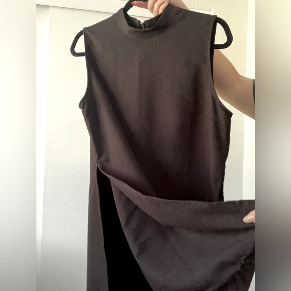 High neck blouse with slit